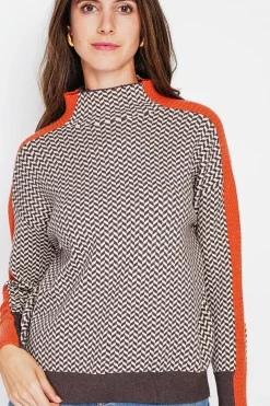 Pull col montant café