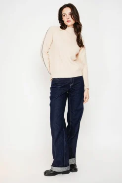 Pull col montant crème