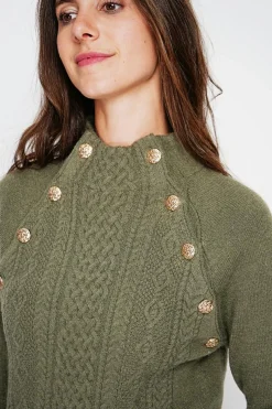 Pull col montant kaki