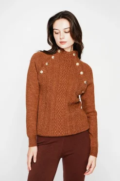 Pull col montant marron