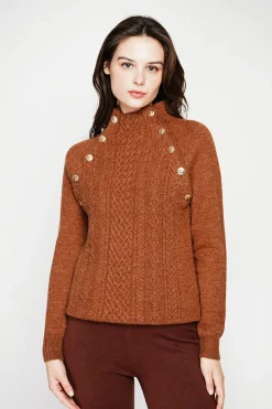 Pull col montant marron