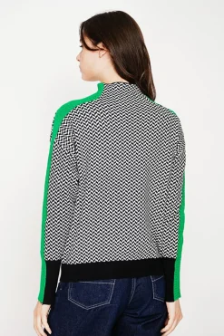 Pull col montant noir/vert
