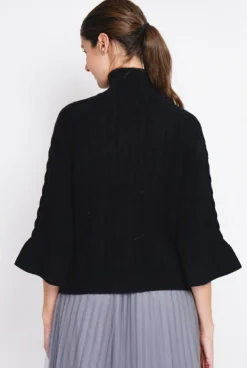 Pull col montant torsadé noir