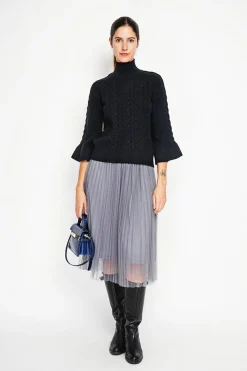 Pull col montant torsadé noir