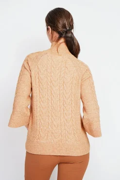 Pull col montant torsadé nougat