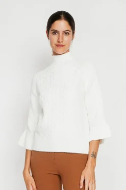 Pull col montant torsadé naturel