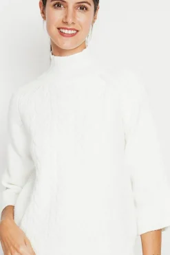 Pull col montant torsadé naturel