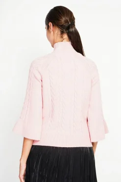 Pull col montant torsadé poudre