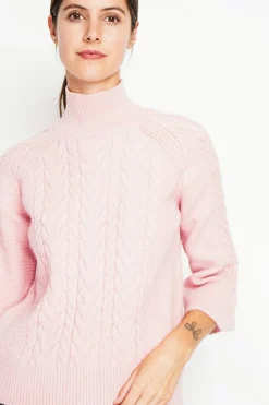 Pull col montant torsadé poudre