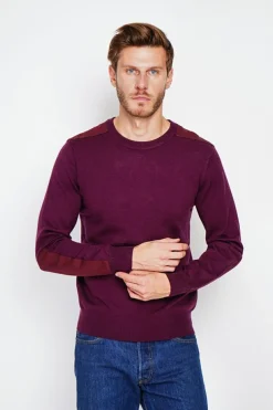 Pull col rond bordeaux