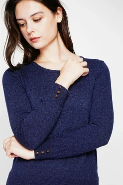 Pull col rond classique bleu nuit