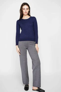 Pull col rond classique bleu nuit