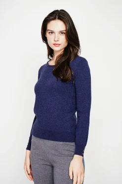 Pull col rond classique bleu nuit