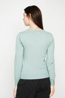 Pull col rond classique jade