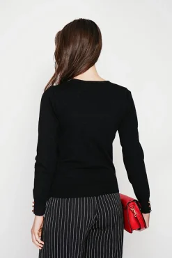Pull col rond classique noir