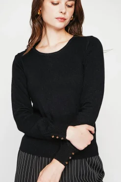 Pull col rond classique noir
