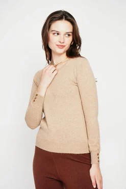 Pull col rond classique nougat