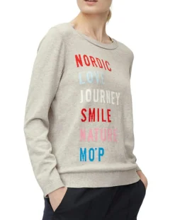 Pull col rond fin écriture gris