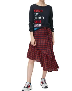 Pull col rond fin écriture bleu marine