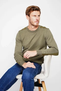 Pull col rond kaki