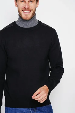 Pull col rond noir