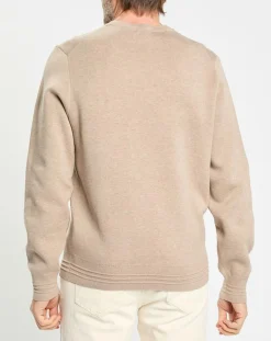 Pull col rond uni beige