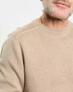 Pull col rond uni beige