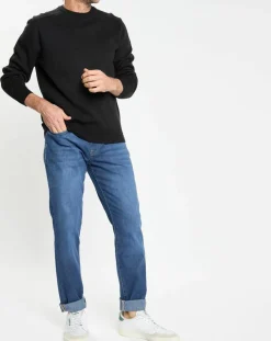 Pull col rond uni noir