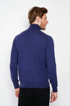 Pull col roulé bleu nuit