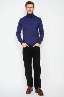 Pull col roulé bleu nuit