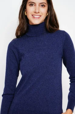 Pull col roulé classique bleu nuit
