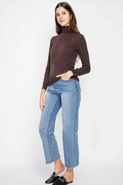 Pull col roulé classique café