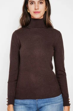 Pull col roulé classique café