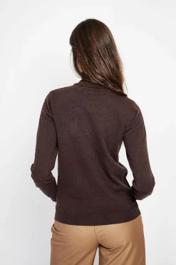 Pull col roulé classique café