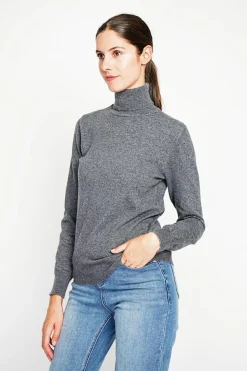 Pull col roulé classique loup