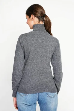 Pull col roulé classique loup