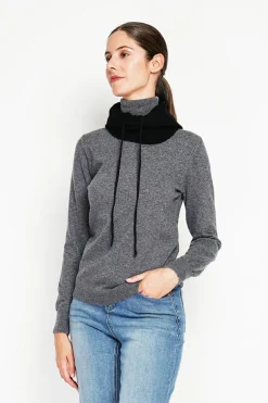 Pull col roulé classique loup