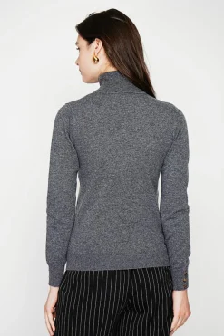 Pull col roulé classique loup