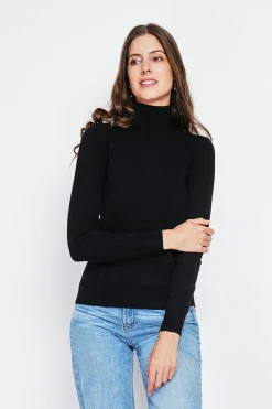 Pull col roulé classique noir