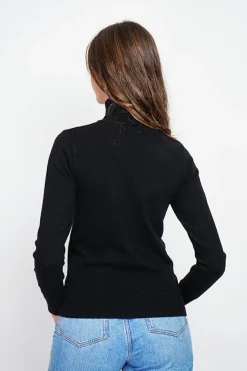 Pull col roulé classique noir