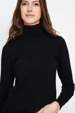 Pull col roulé classique noir