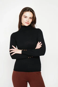 Pull col roulé classique noir