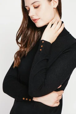 Pull col roulé classique noir