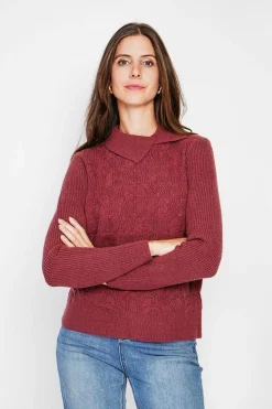 Pull col roulé croisé bordeaux