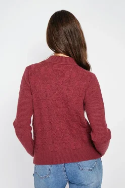 Pull col roulé croisé bordeaux