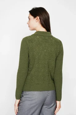 Pull col roulé croisé kaki