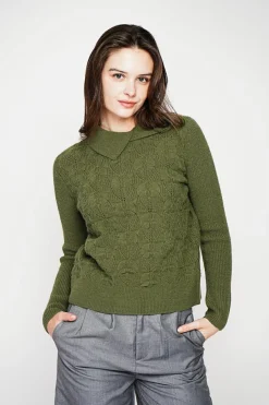Pull col roulé croisé kaki