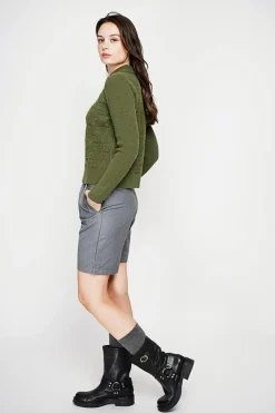 Pull col roulé croisé kaki