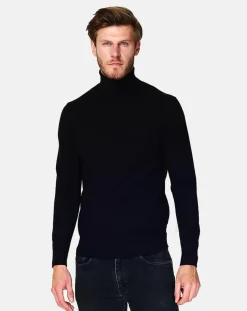 Pull Col Roulé en Cachemire mélangé Pierre noir