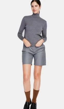 Pull col roulé fourré loup